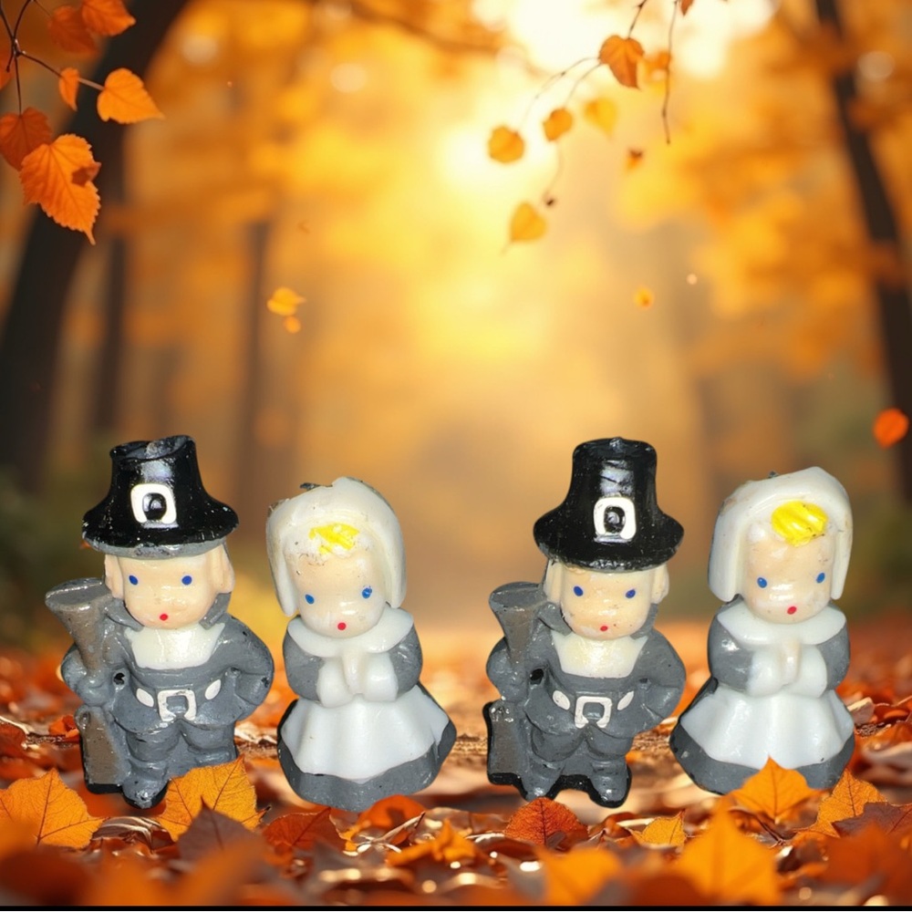 Vintage Candles Gurley Thanksgiving Pilgrim Couples Set 2